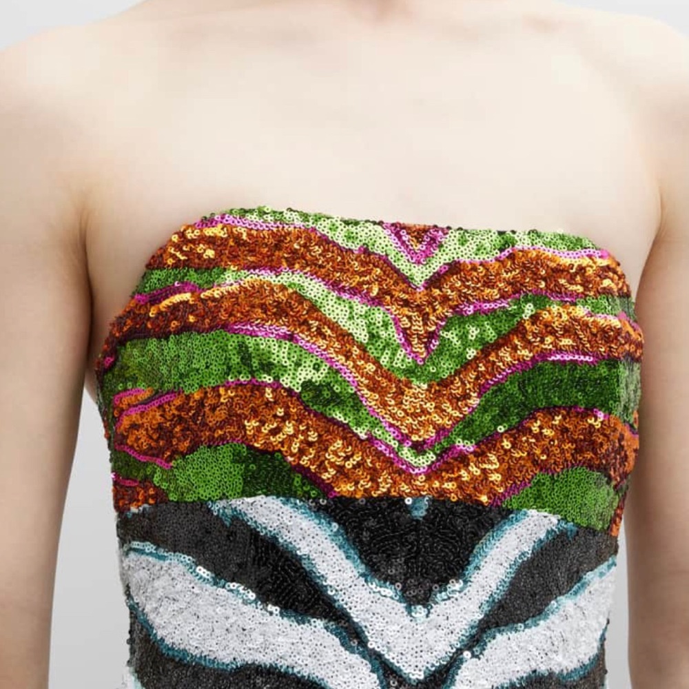 Halpern Contoured Colorblock Sequin Mini Dress (Z… - image 6